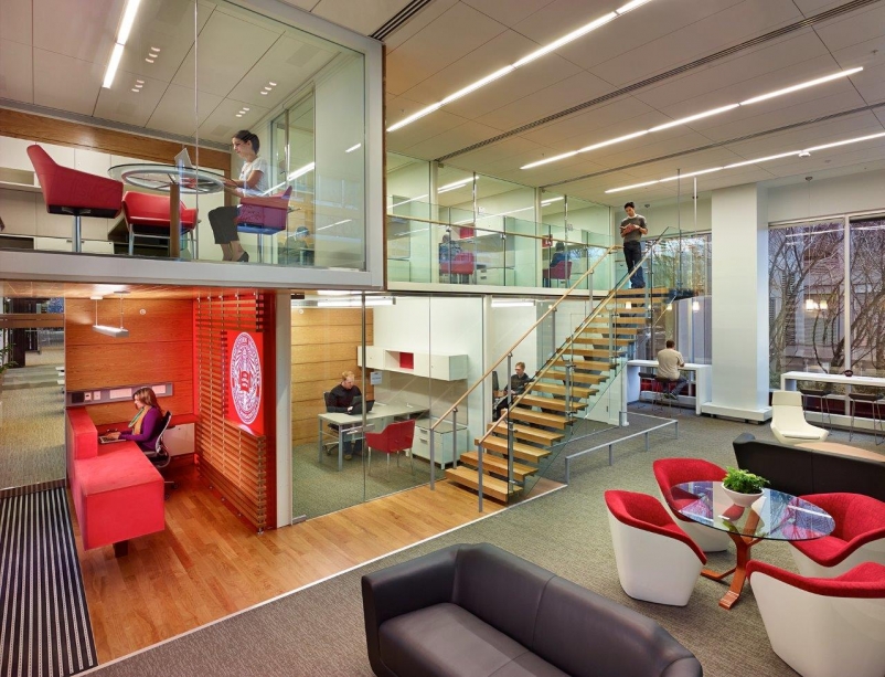 Interior Design For Students A View Into Their Future Building - with the globalization of ideas trends and style the divide between traditionally institutional interiors and the corporate workplace is shrinking