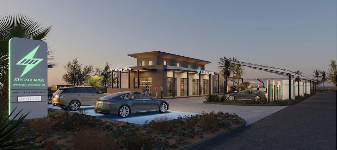 Rendering of The StackCharge Universal charging hub in Baker, Calif. Image: Courtesy of StackCharge