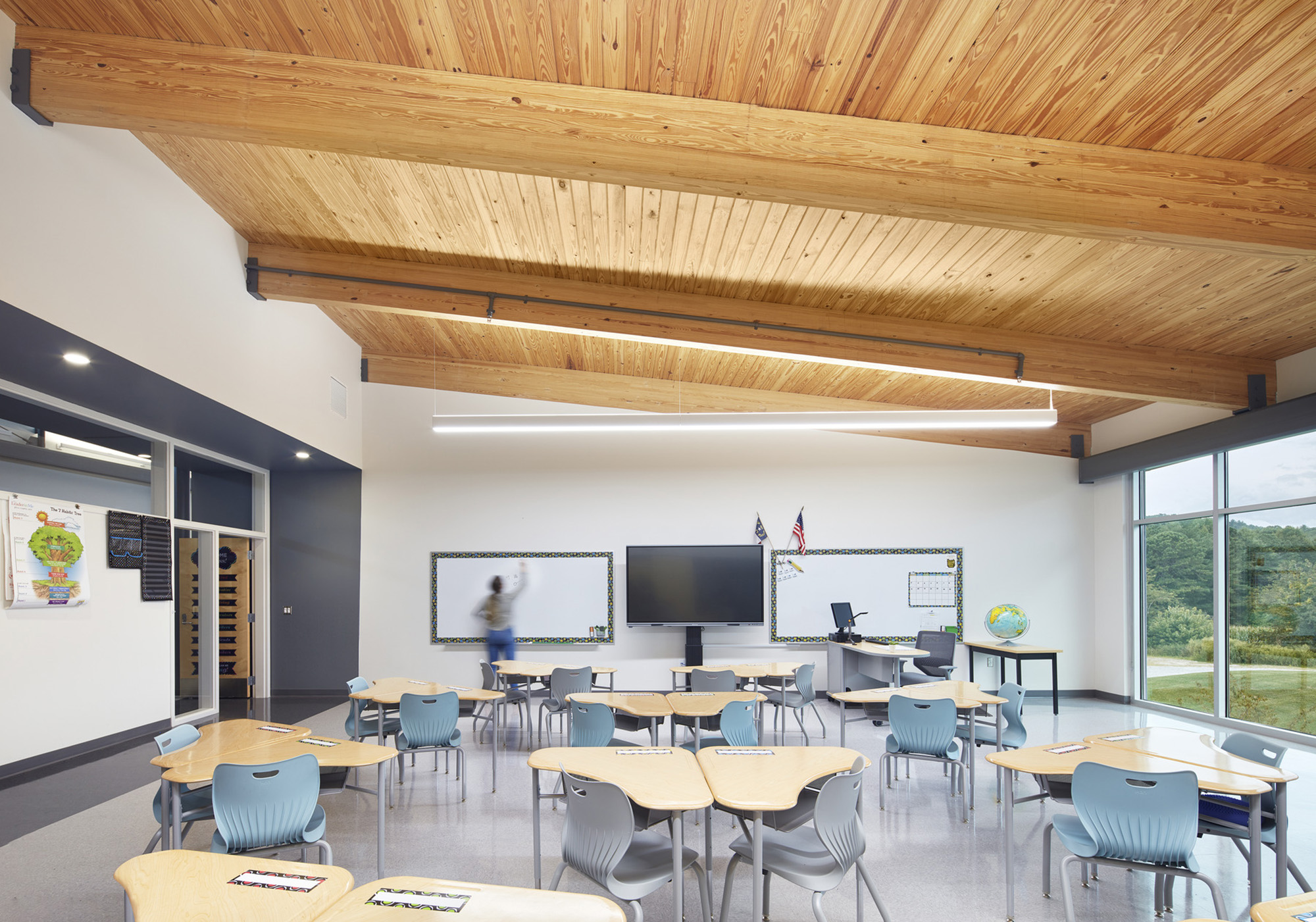 K-12 school with wooden ceiling