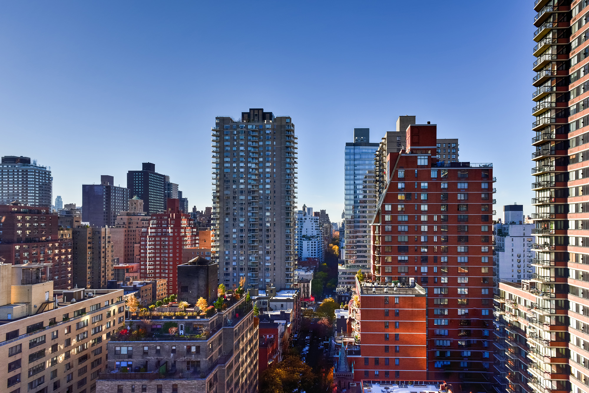 Aerial of East Side of Manhattan