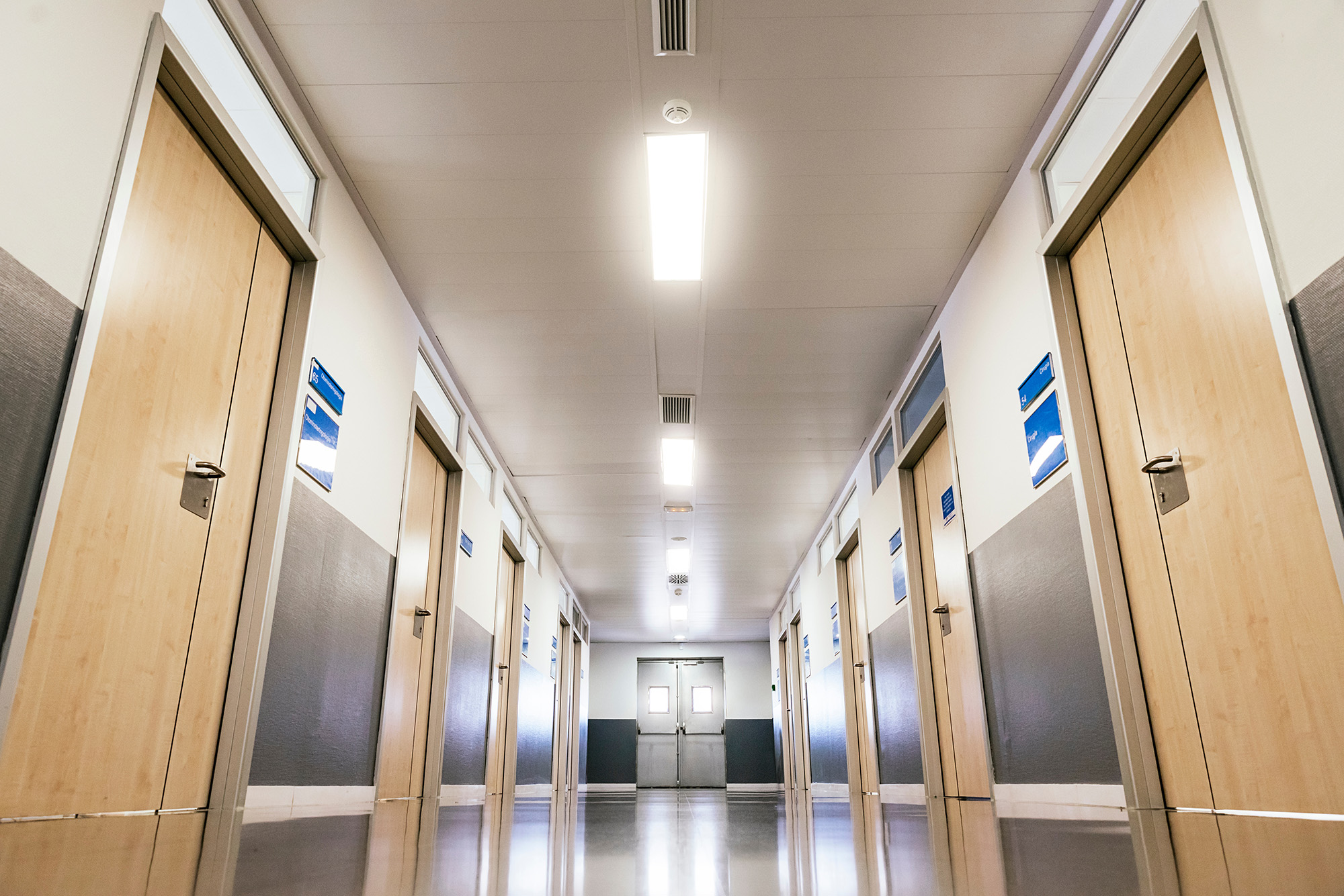 Corridor interior of hospital.