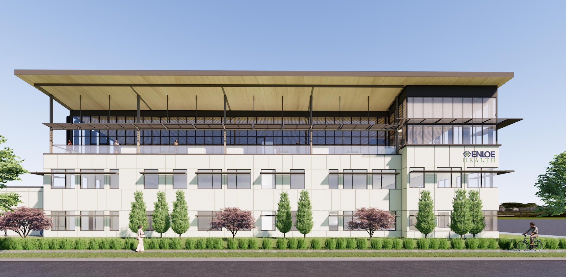 Exterior rendering of Enloe Health's new Comprehensive Cancer Center