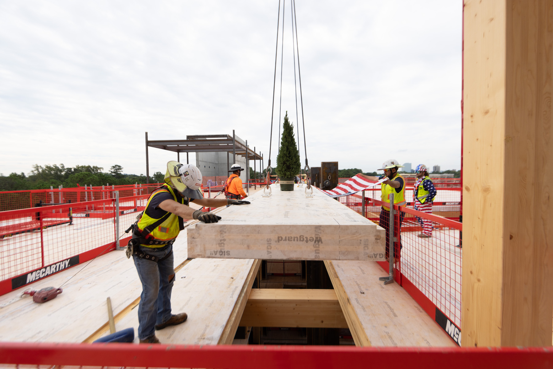 Topping off construction of Brookhaven (Ga.) City Centre with mass timber component. Image; Courtesy of McCarthy