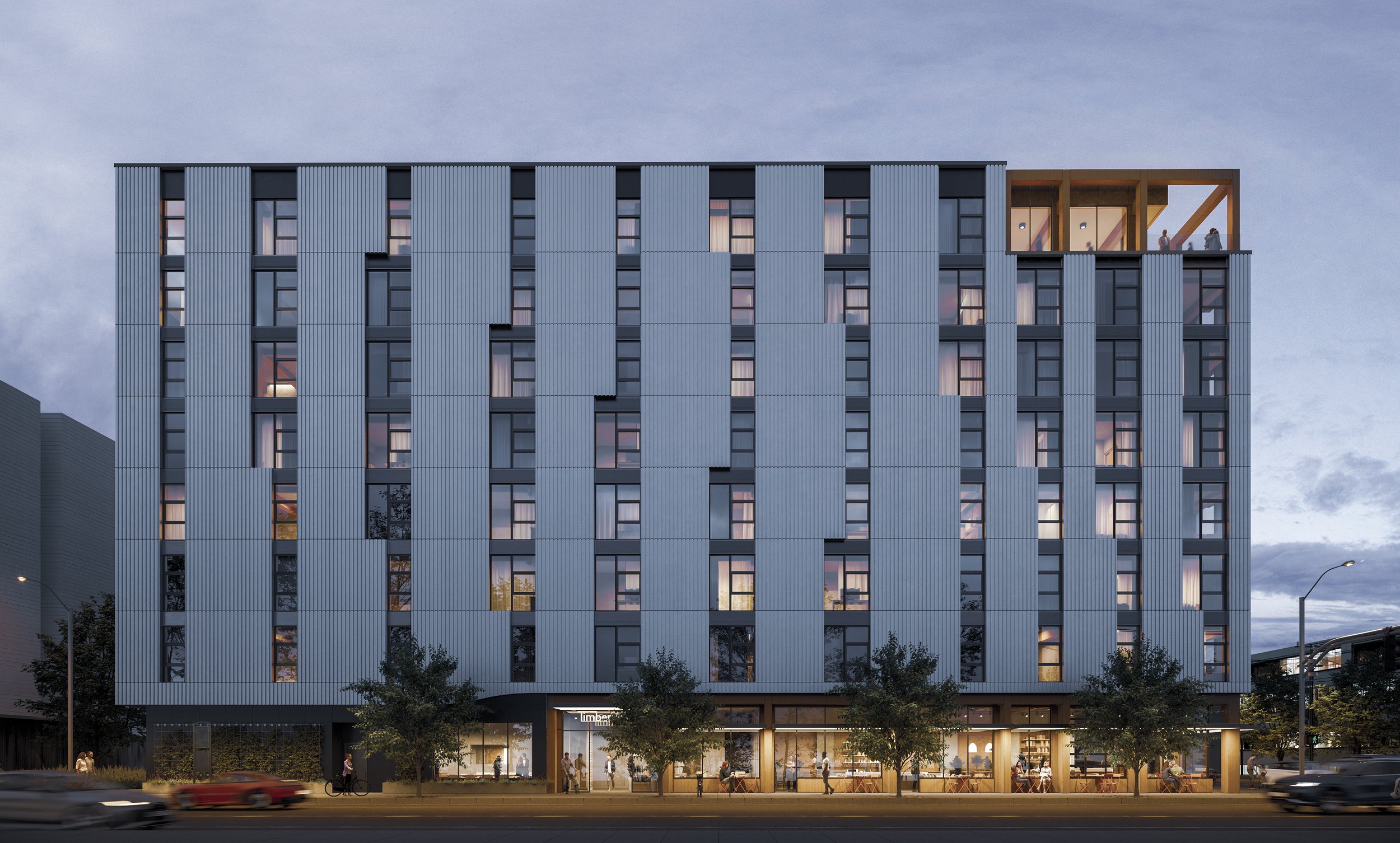 Portland's Timberview VIII mass timber multifamily development will offer more than 100 affordable units. Rendering: Access Architecture