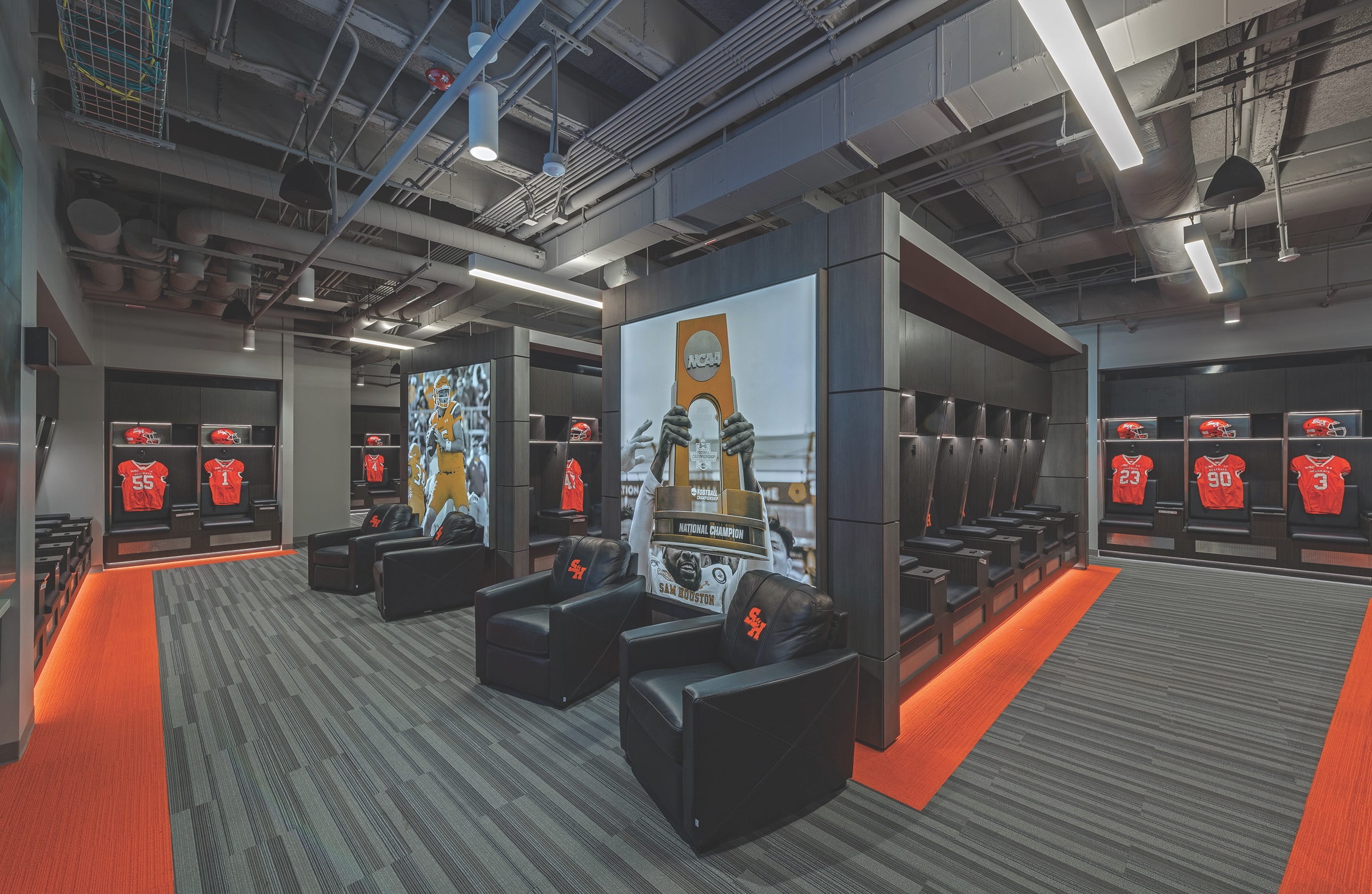 the renovation of Sam Houston State University’s Mafrige Fieldhouse Locker Room, Photo courtesy PBK