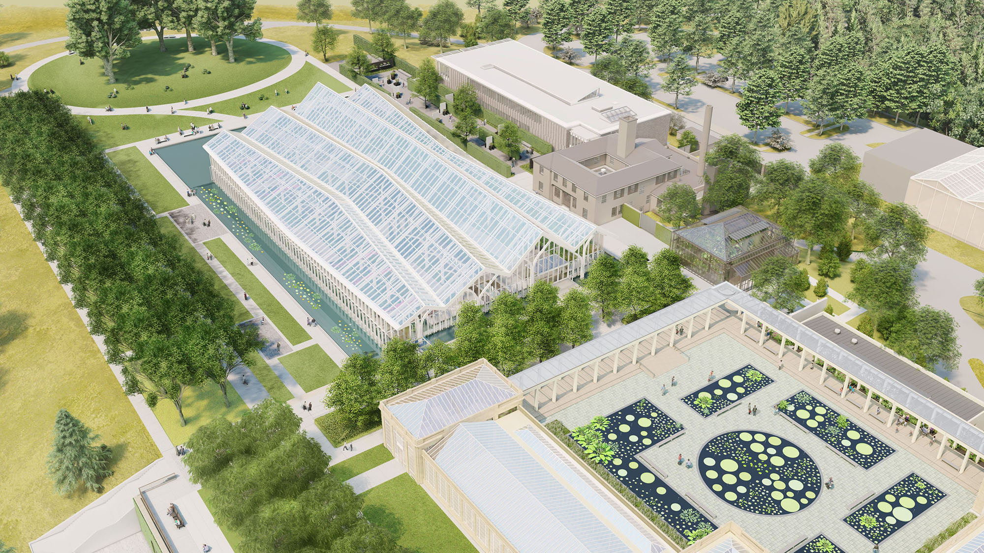 Aerial View of the Longwood Reimagined conservatory