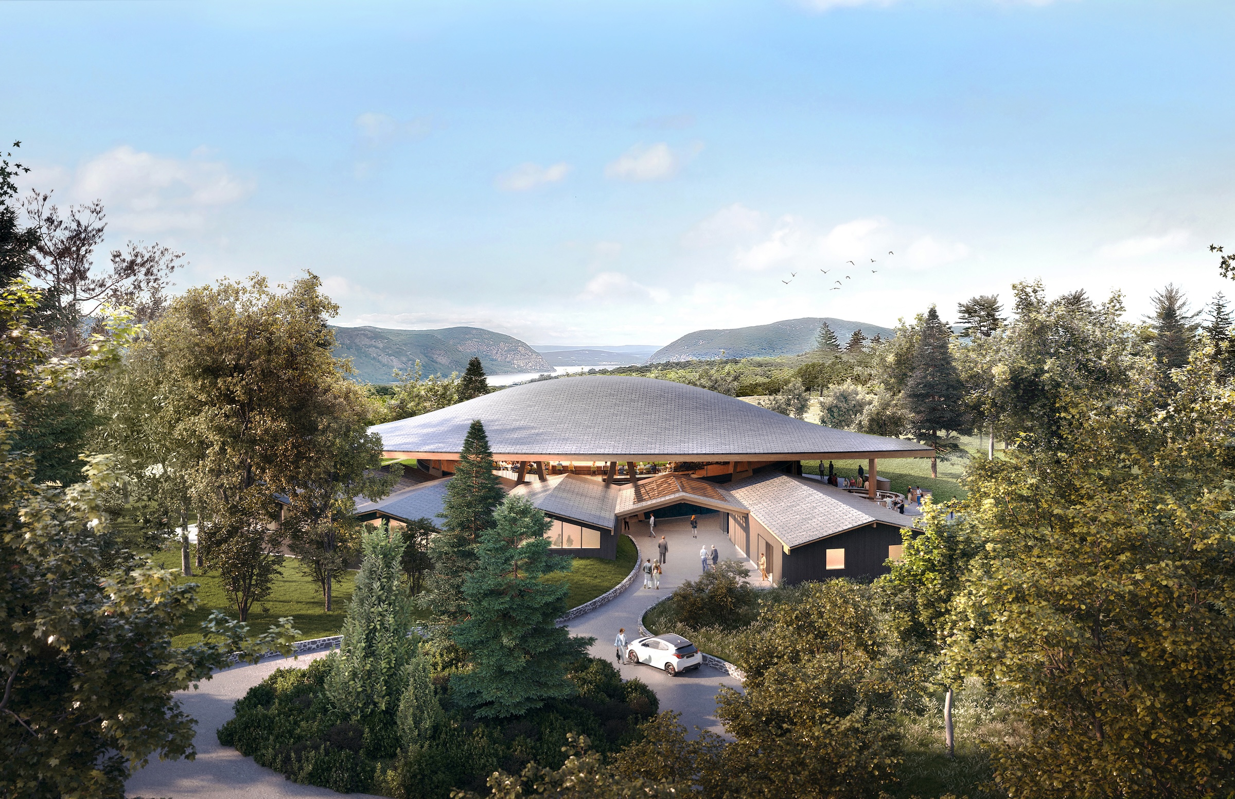 Studio Gang's performing arts center for Hudson Valley Shakespeare breaks ground. Rendering courtesy Studio Gang