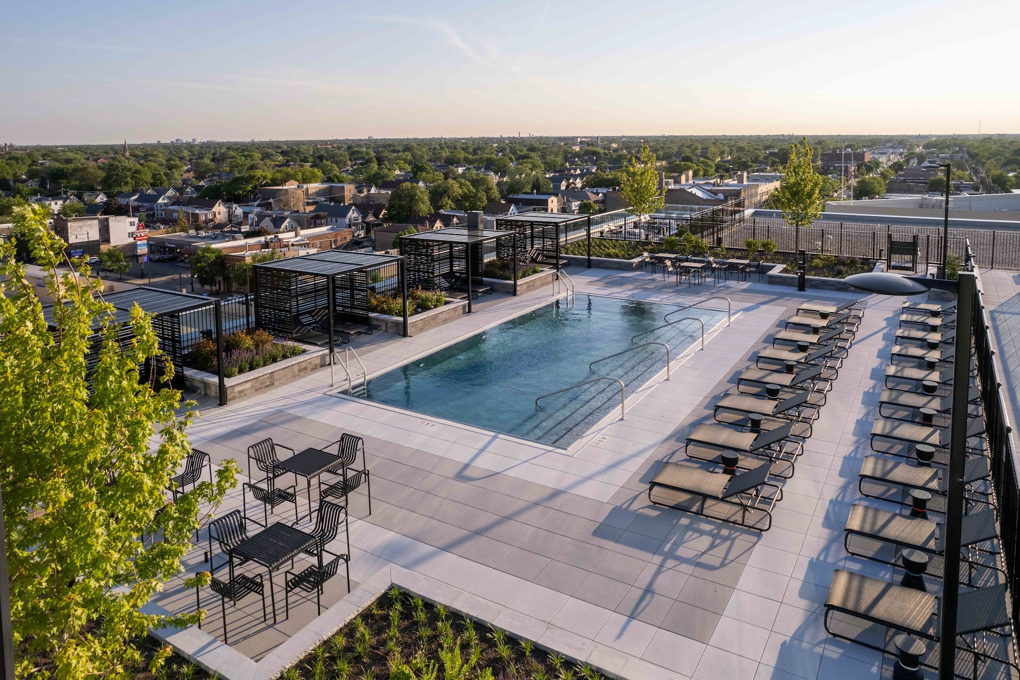 Rooftop pool of a multi-use redevelopment project in Chicago, Illinois.