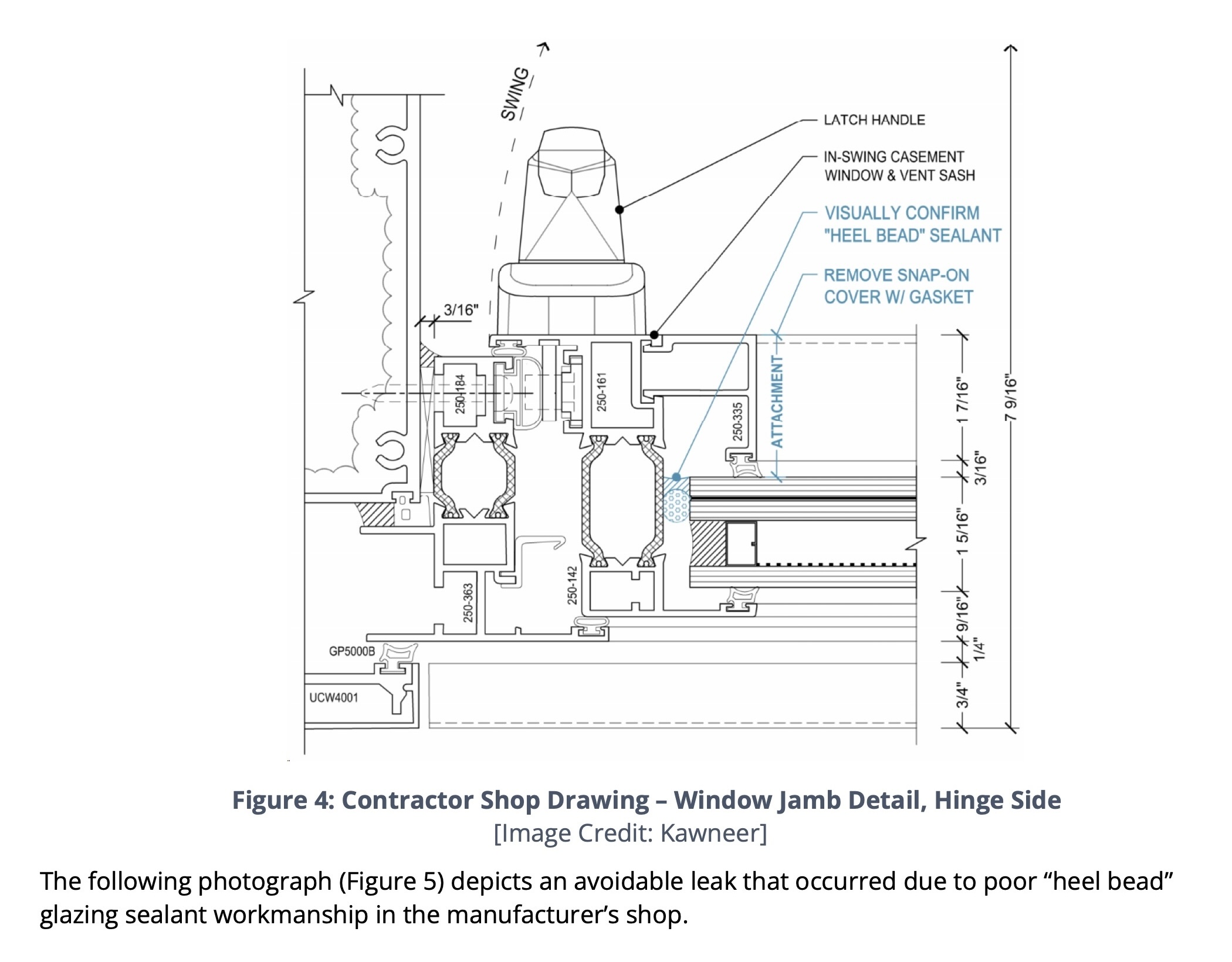 7 steps to investigating curtain wall leaks, Illustration courtesy Kawneer