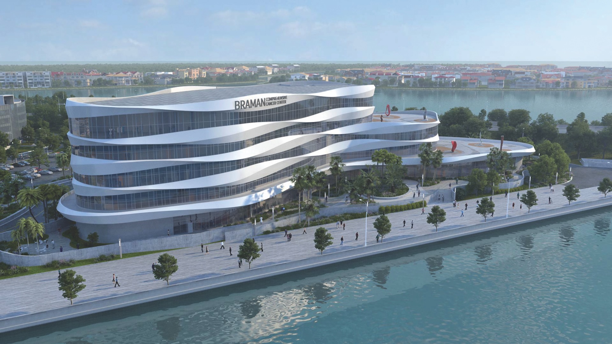 The 56 infusion bays within the Braman Comprehensive Cancer Center in Miami Beach, Fla., will all have views of Biscayne Bay, a manifestation of the hospital’s wellness environment.