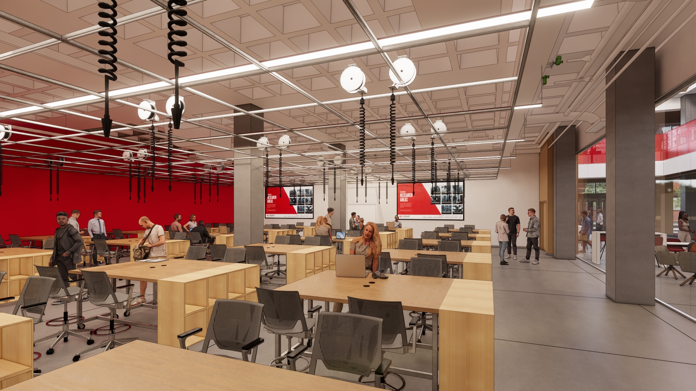 Maker space at University of Louisville's J.B. Speed School of Engineering Student Success Building. Rendering courtesy SmithGroup