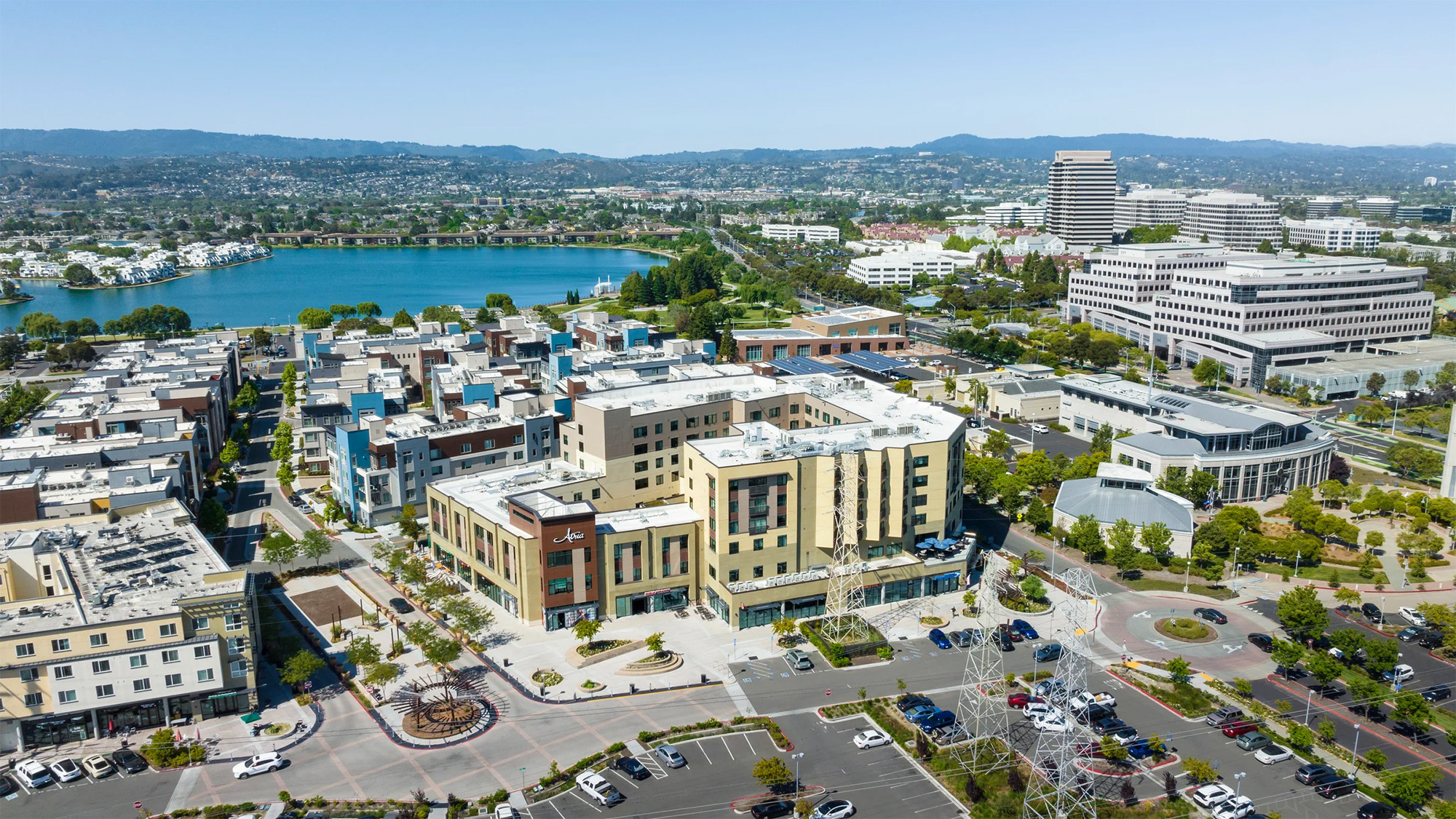 The Atria senior living development lies at the center of Foster City, CA, where residents can walk to almost any service or attraction. 