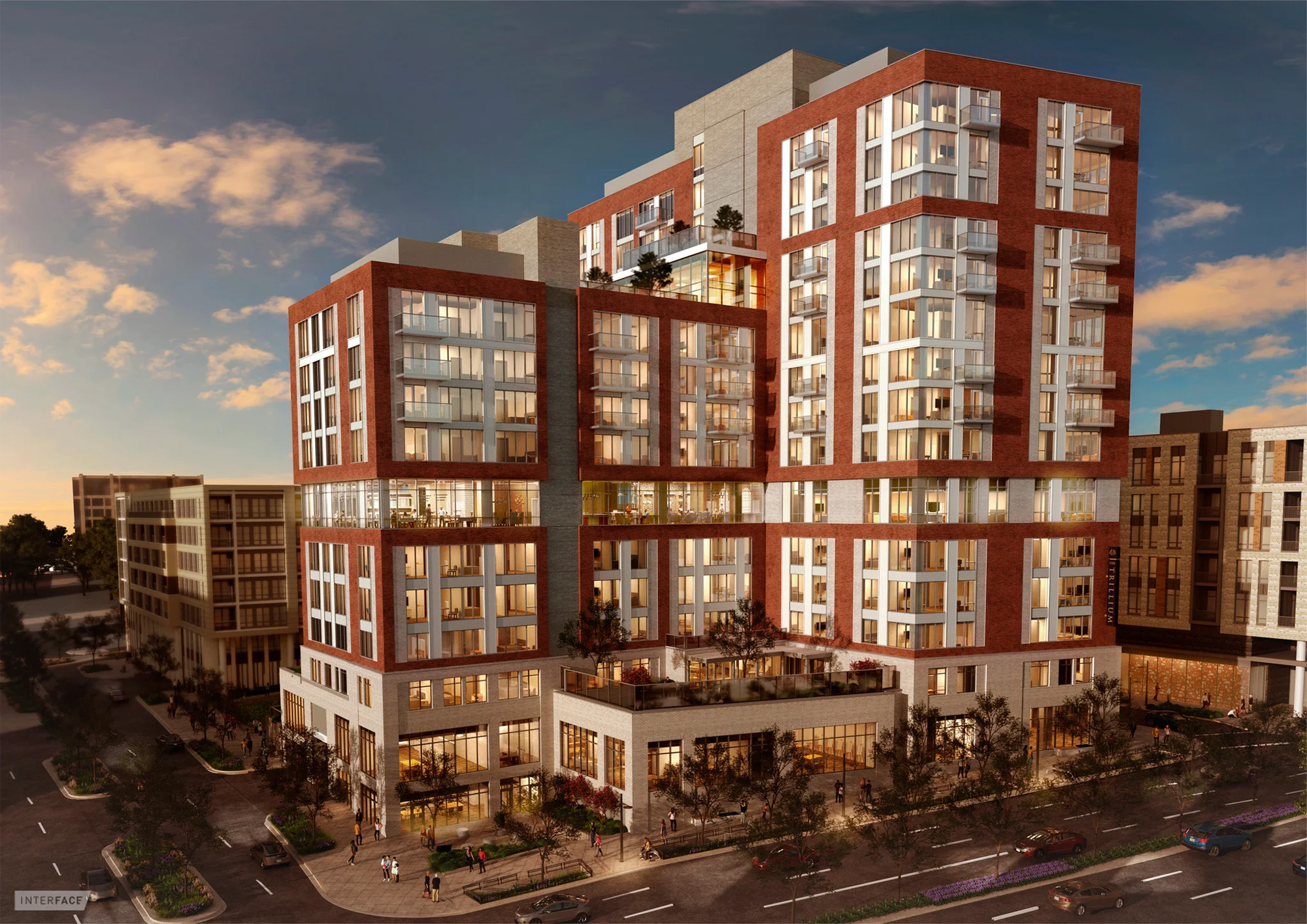 The Trillium, a 15-story senior living residential tower with street-level retail and multiple amenity levels, is a short walk from the Tysons Galleria mall in McLean, VA. 