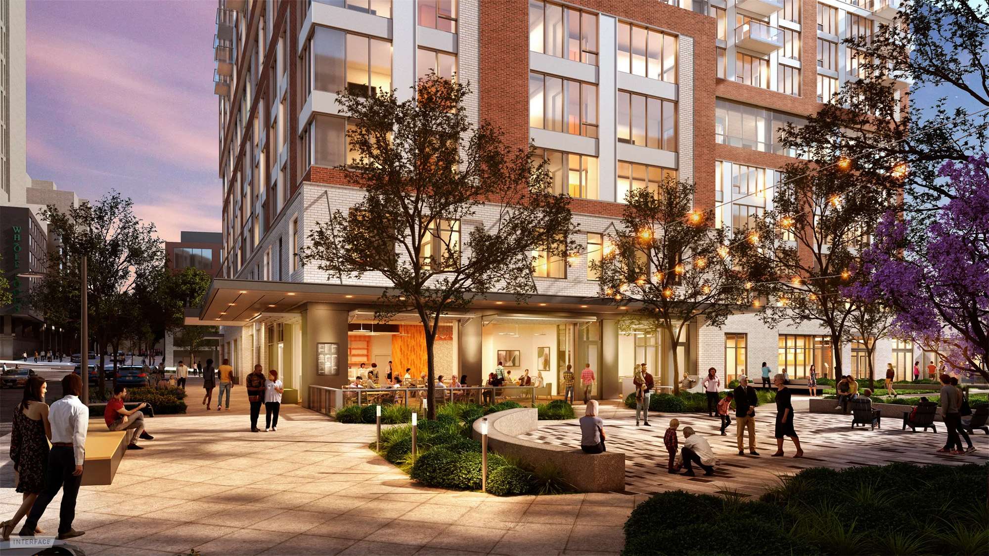 A street-level restaurant being planned for The Trillium at Tysons, a senior living residential tower in McLean, VA, brings the surrounding public inside, thus erasing the boundaries between the building’s residents and the neighborhood at large. 