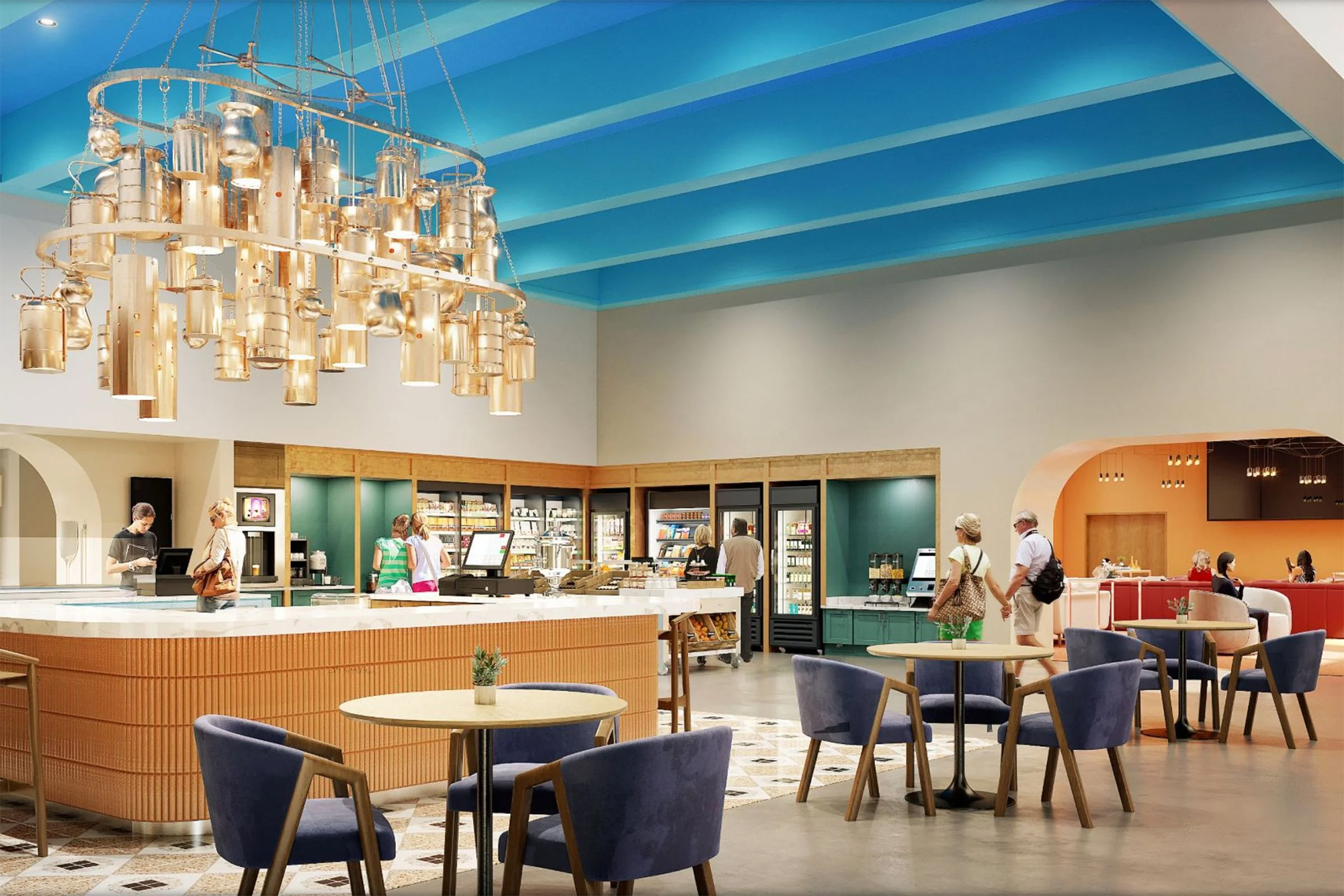 A rendering of the chai bar and Masti lounge at Priya Living in Rochester Hills, MI