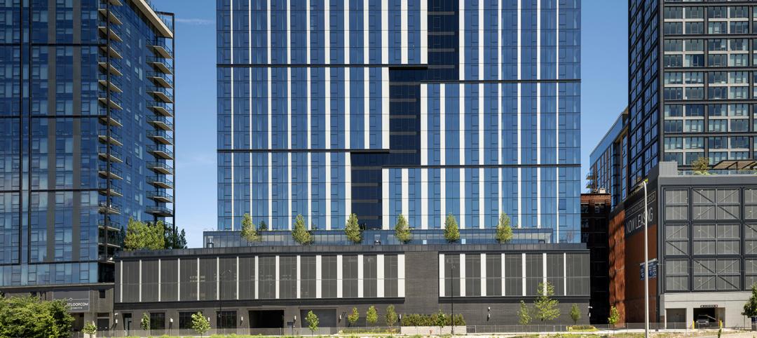 Chicago's Coppia luxury multifamily high-rise features geometric figures on the façade Photo © Eric Laignel, courtesy Goettsch Partners