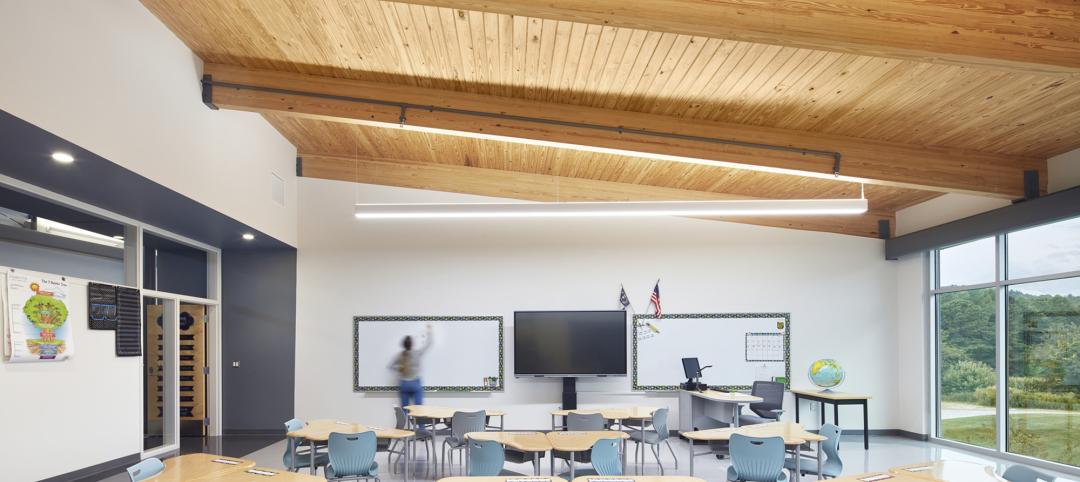 K-12 school with wooden ceiling