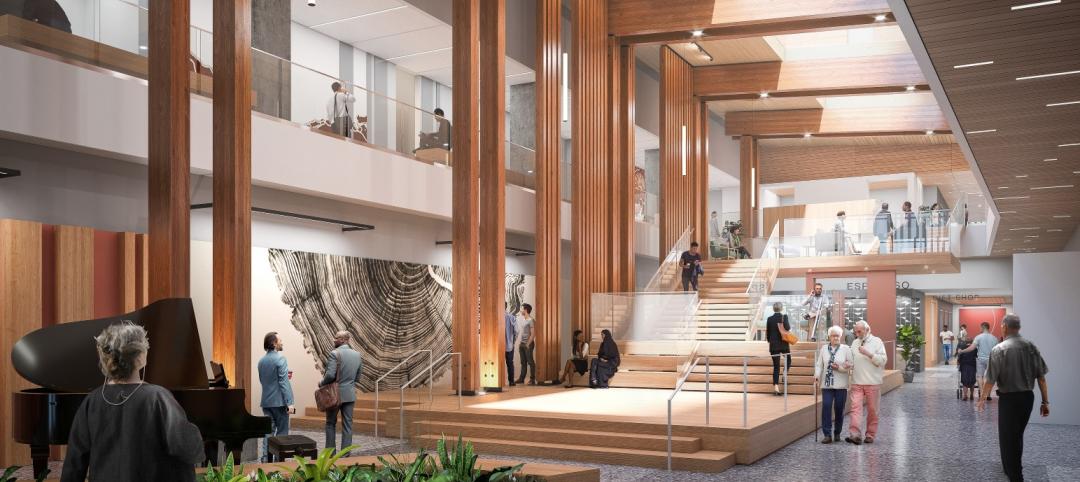 British Columbia's Cowichan District Hospital replacement project features mass timber community hall, Rendering courtesy Parkin Architects