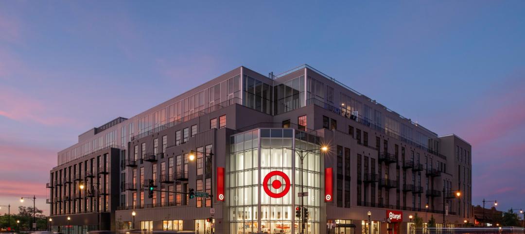 Adaptive reuse of Sears store into mixed-use housing with ground-floor Target retail