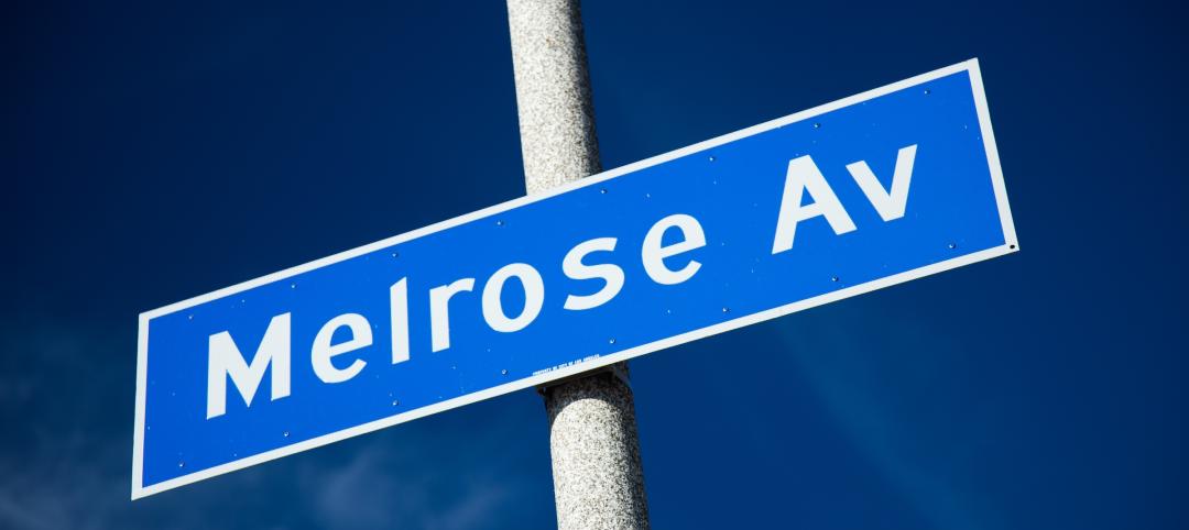 Outdoor daylight photo of Melrose Ave. sign with blue sky in Los Angeles. Photo: billnol via iStock 