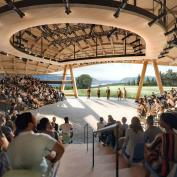 Studio Gang's performing arts center for Hudson Valley Shakespeare breaks ground. Rendering courtesy Studio Gang