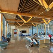 “The Cabin” community room of Adohi Hall, University of Arkansas. 